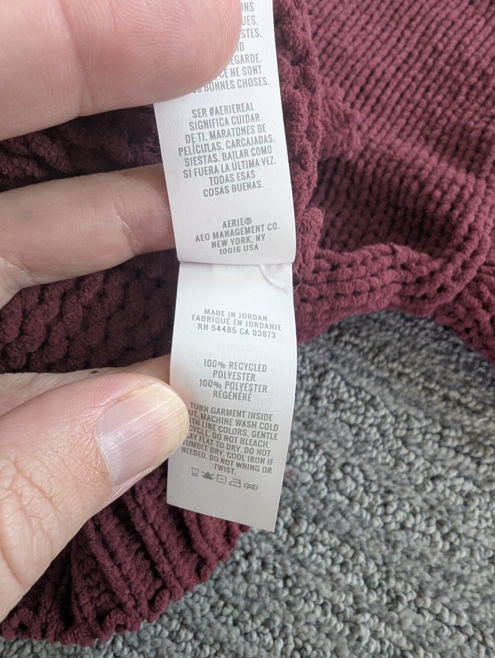 Aerie Like Candy Crew Sweater in Deep Cherry Cozy Chenille Loose Fit - Picture 12 of 13